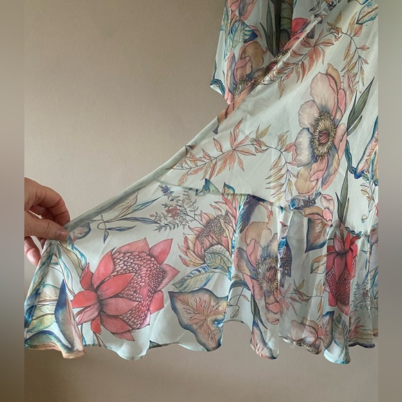 Sukiso Women’s Nomade Kimono In Botanica Long Duster Vacation Pool Resort MEDIUM - Picture 6 of 14